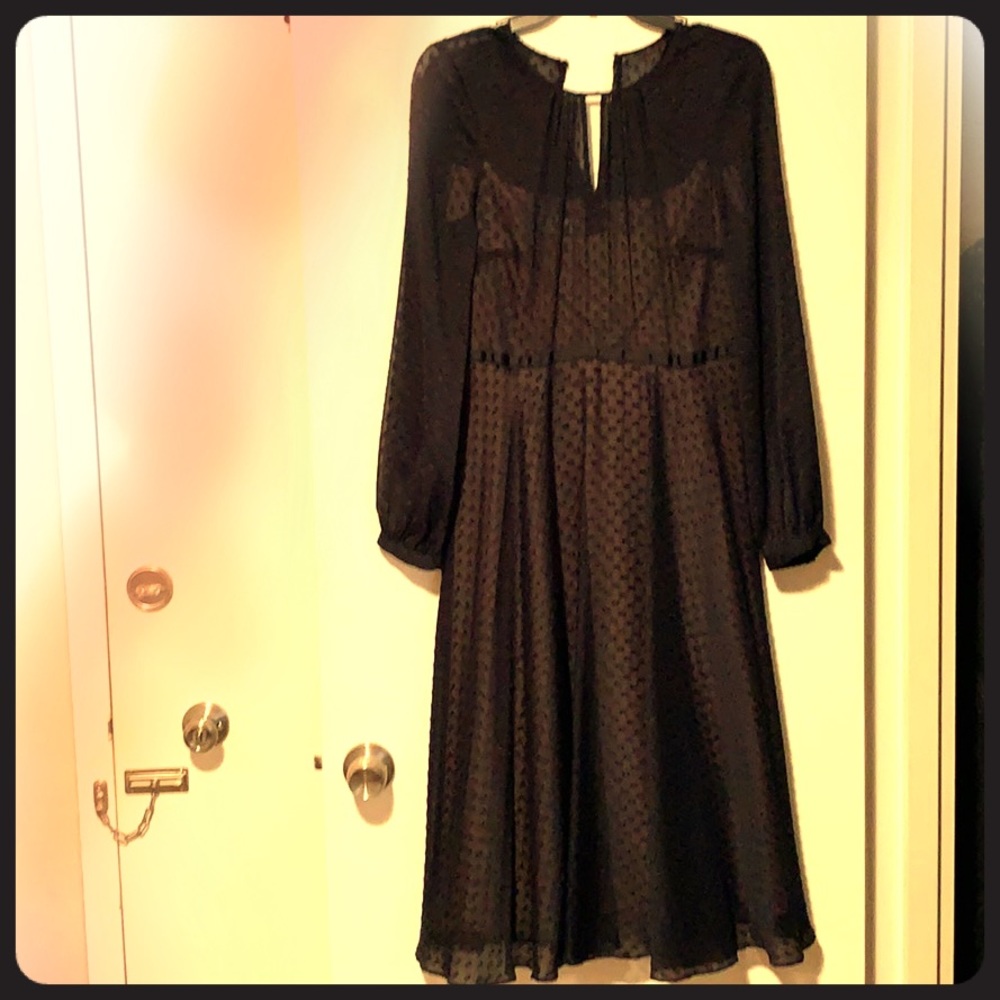 HOBBS London midnight navy dot dress, size US 8
